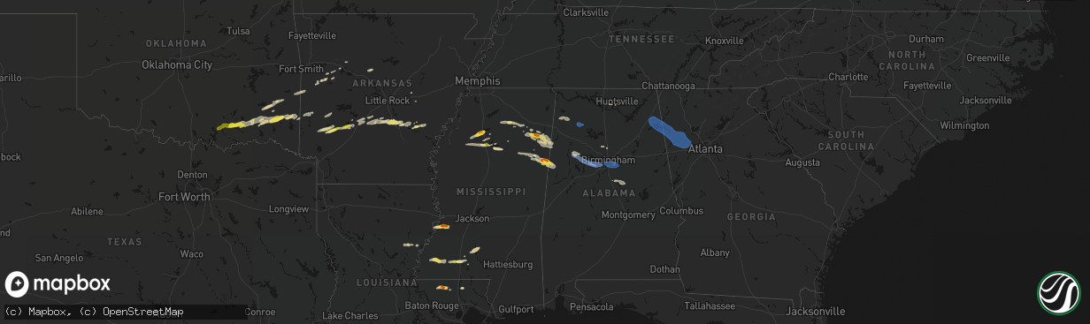 Hail map on March 9, 2026