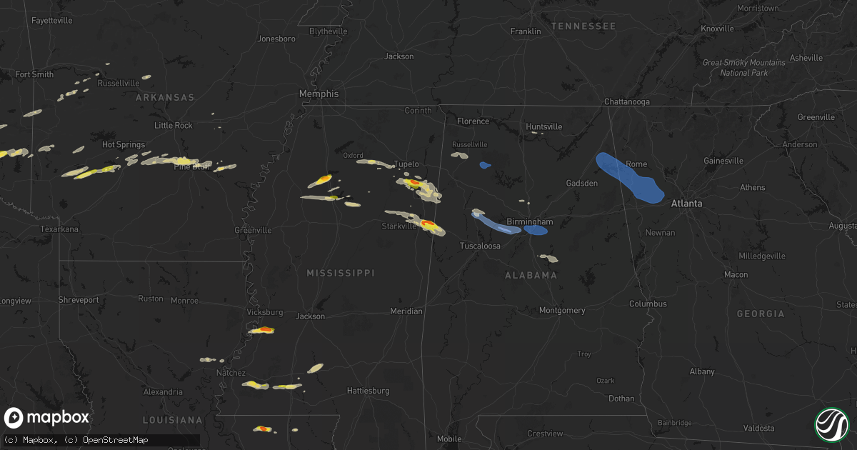Hail map on March 9, 2026