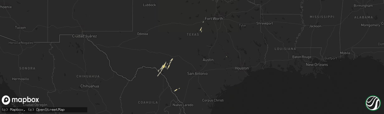 Hail map in Texas on March 10, 2012