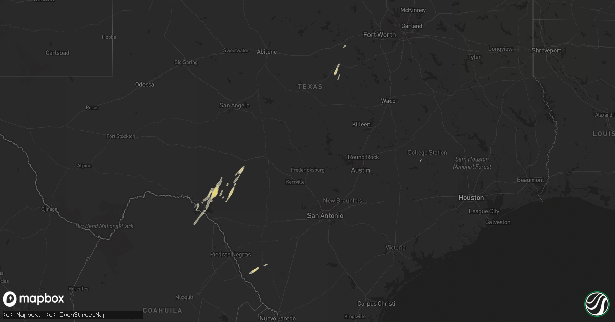 Hail map in Texas on March 10, 2012