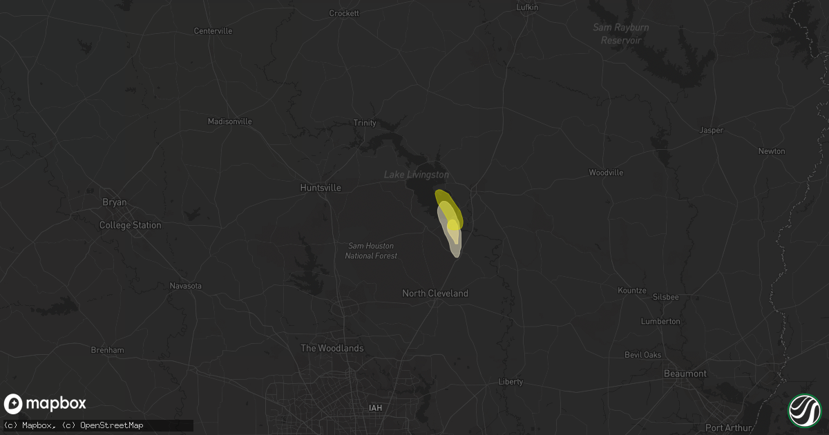 Hail map in Coldspring, TX on March 10, 2016