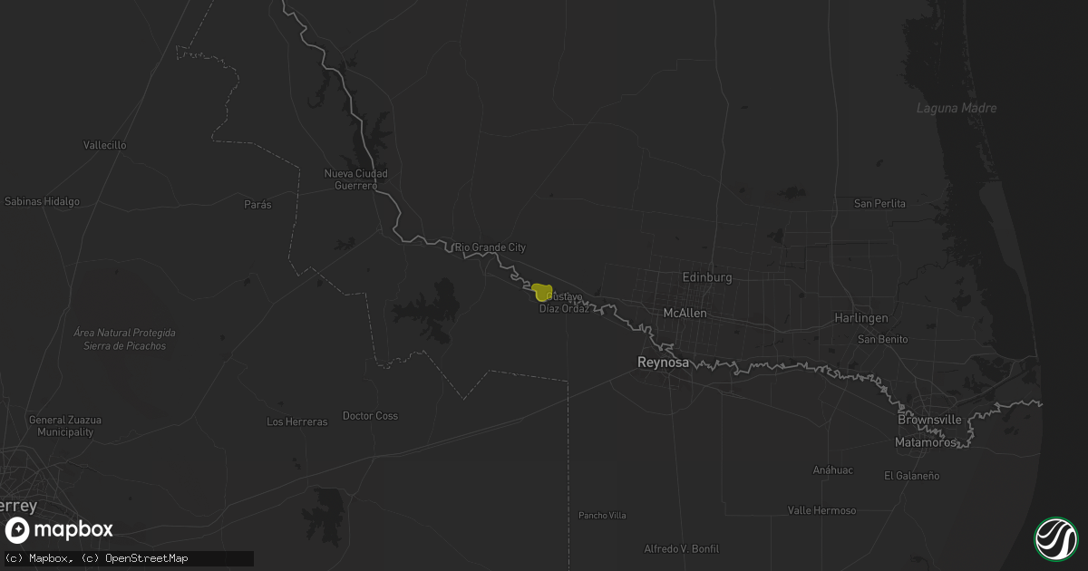 Hail map in Grulla, TX on March 10, 2016