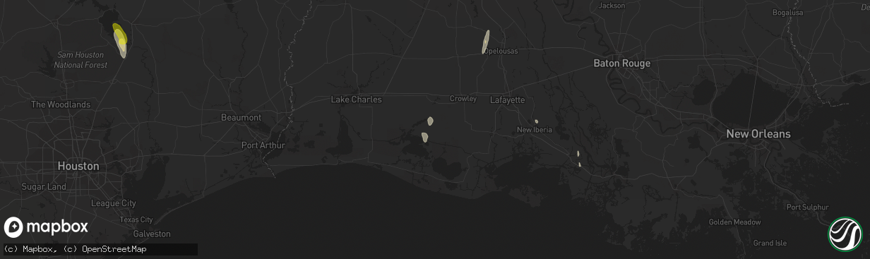 Hail map in Gueydan, LA on March 10, 2016