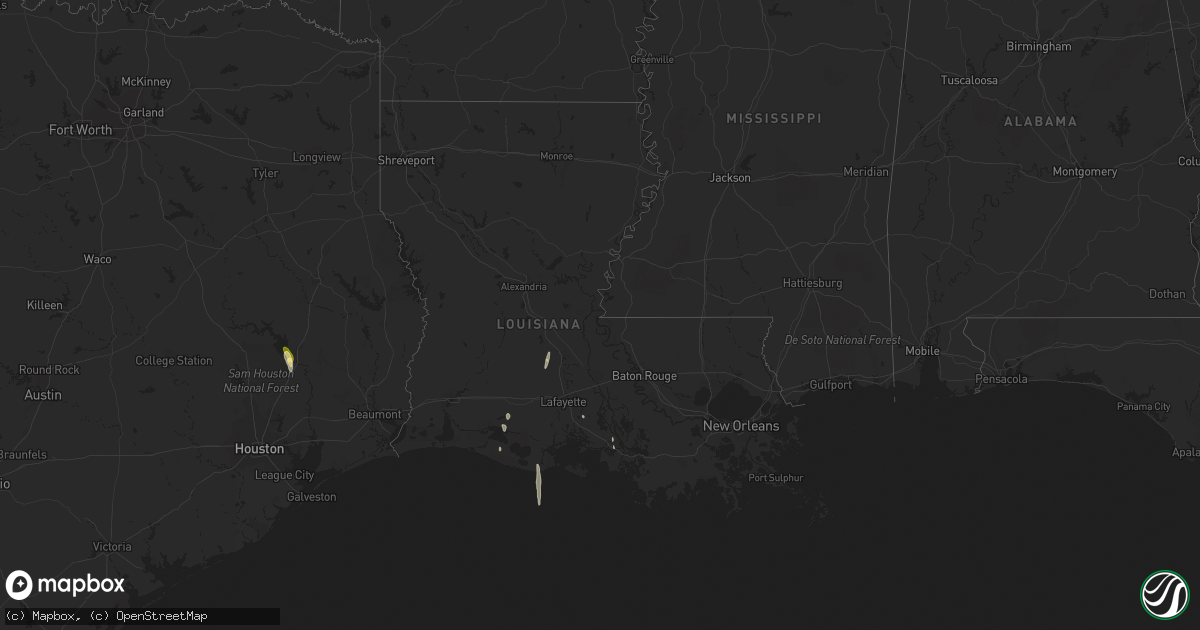 Hail map in Louisiana on March 10, 2016