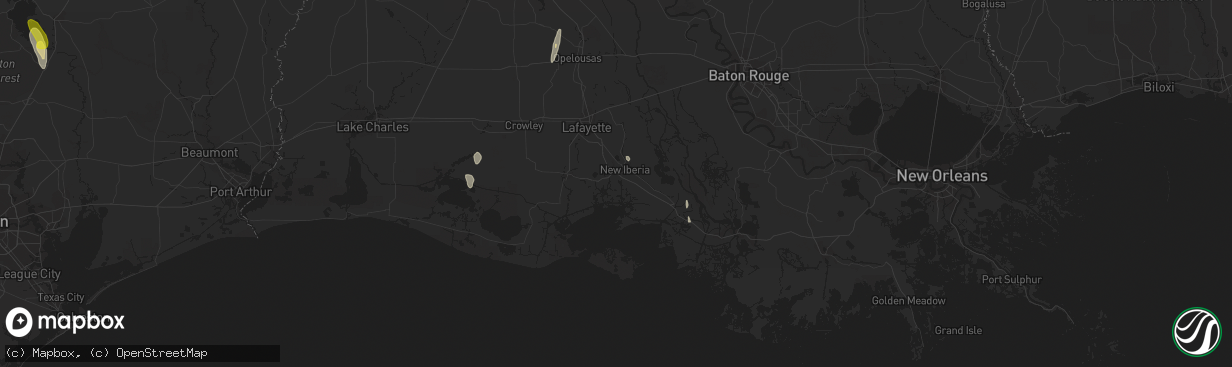 Hail map in New Iberia, LA on March 10, 2016