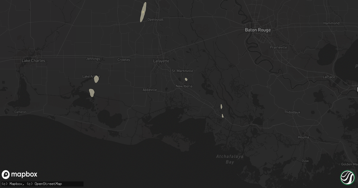 Hail map in New Iberia, LA on March 10, 2016