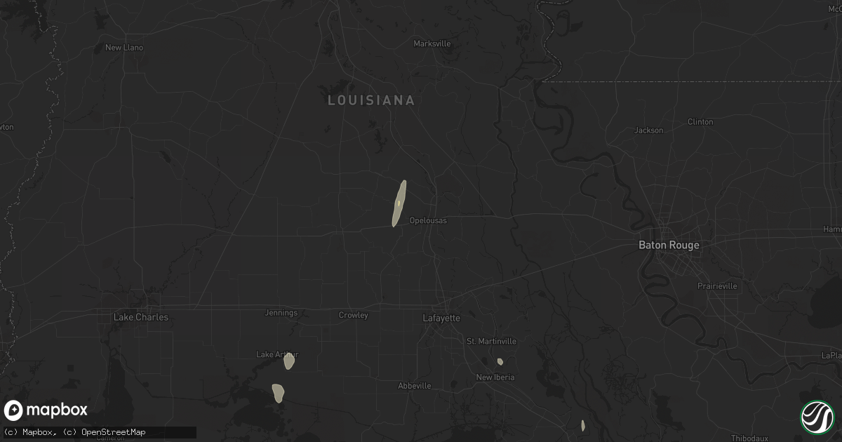 Hail map in Opelousas, LA on March 10, 2016