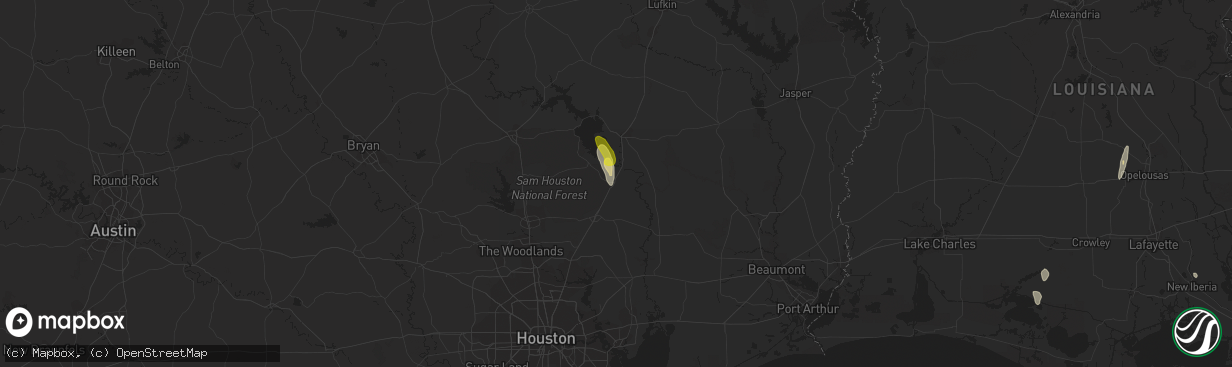 Hail map in Shepherd, TX on March 10, 2016