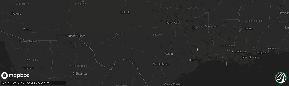 Hail map in Texas on March 10, 2016