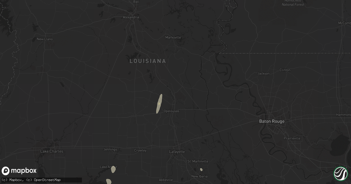 Hail map in Washington, LA on March 10, 2016