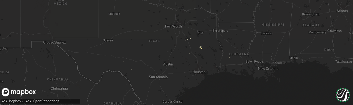 Hail map in Louisiana on March 10, 2017