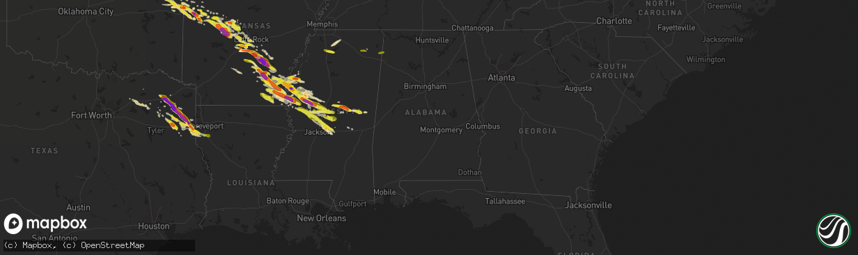 Hail map in Alabama on March 10, 2018