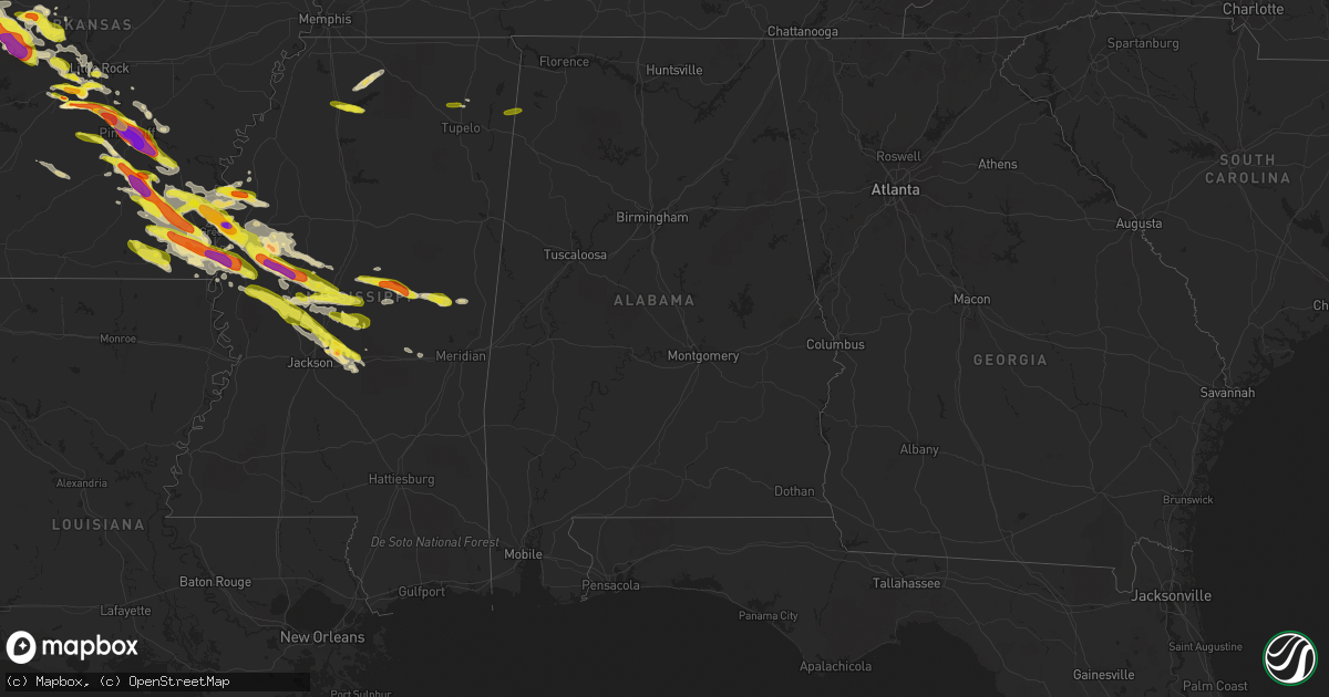 Hail map in Alabama on March 10, 2018