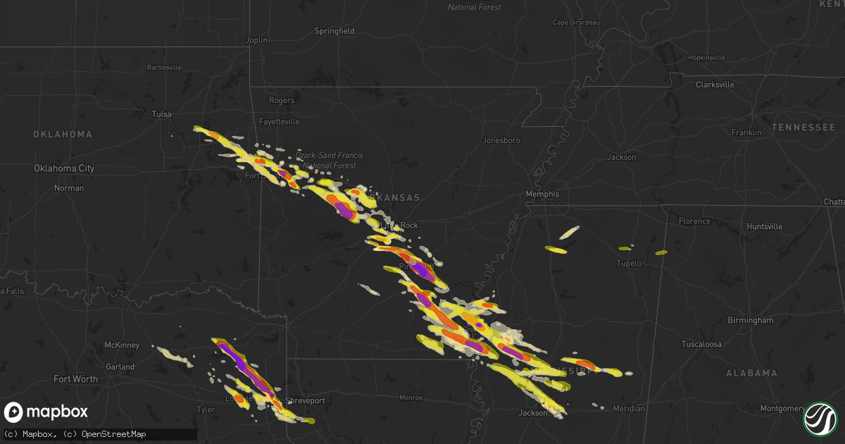 Hail map in Arkansas on March 10, 2018