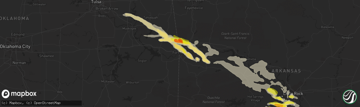 Hail map in Fort Smith, AR on March 10, 2018