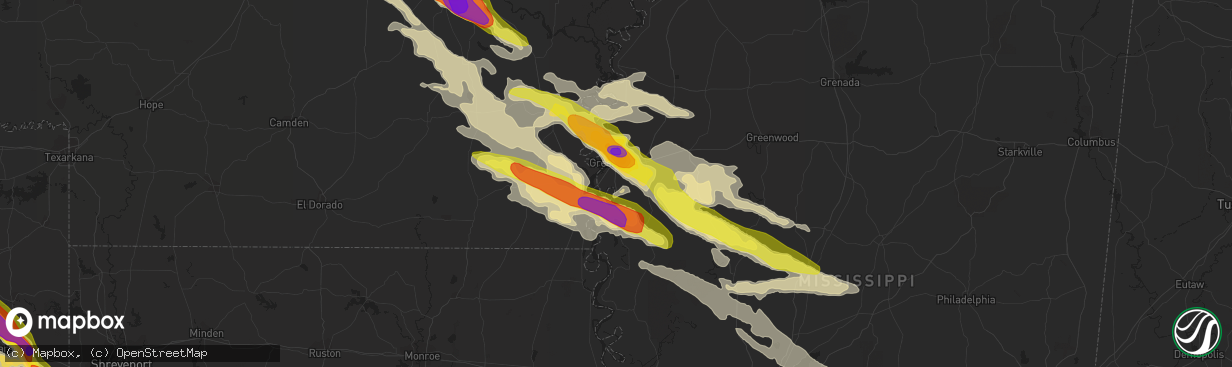 Hail map in Greenville, MS on March 10, 2018