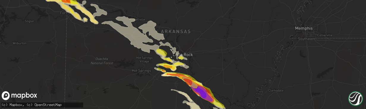 Hail map in Little Rock, AR on March 10, 2018