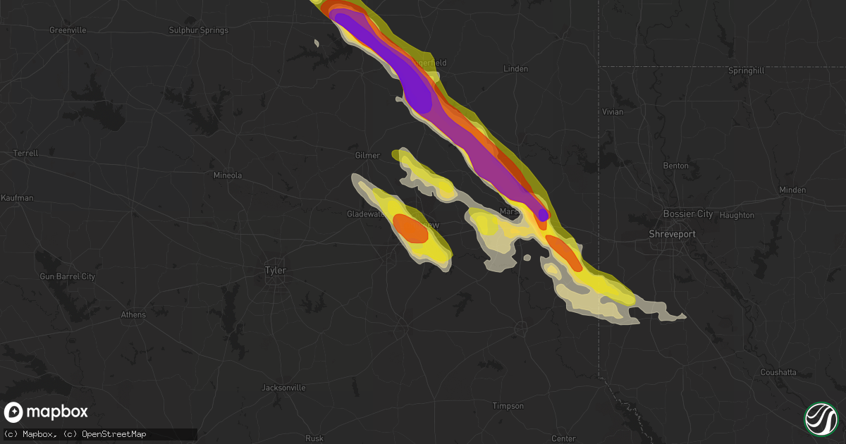 Hail map in Longview, TX on March 10, 2018