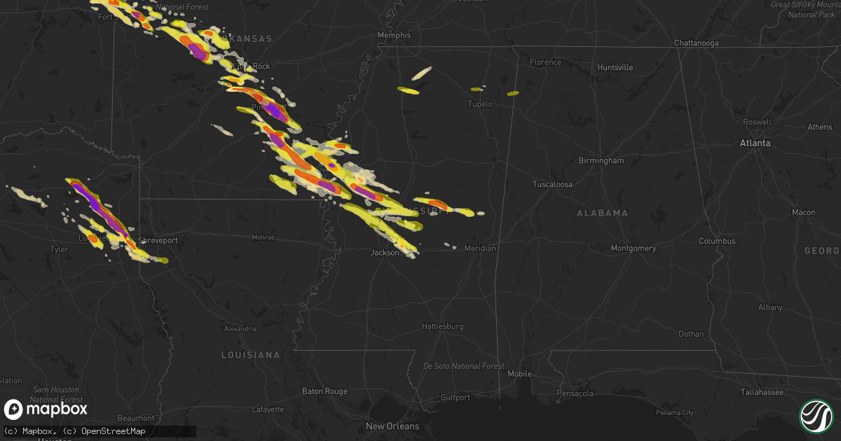 Hail map in Mississippi on March 10, 2018