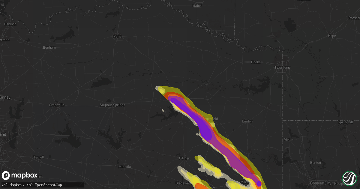 Hail map in Mount Pleasant, TX on March 10, 2018