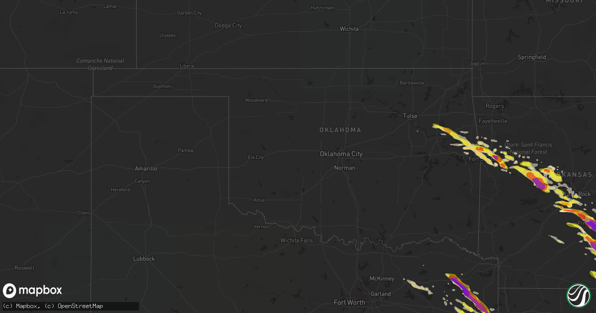 Hail map in Oklahoma on March 10, 2018