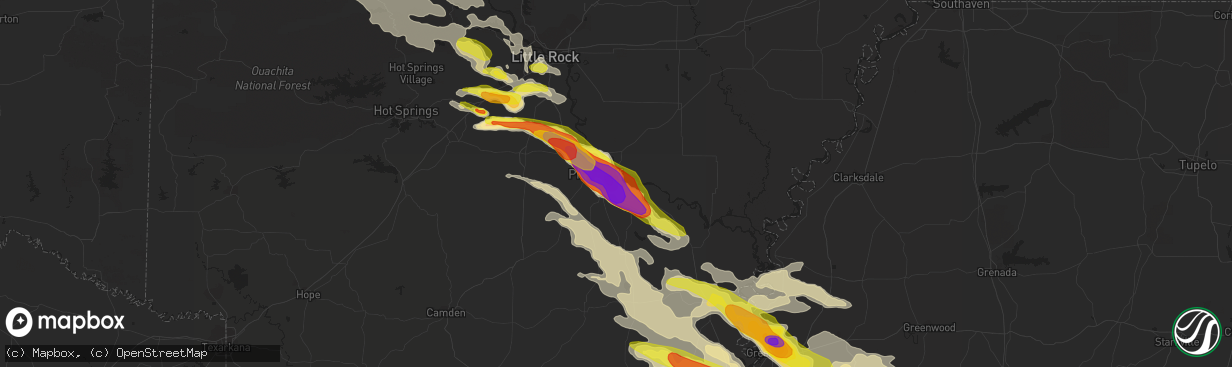 Hail map in Pine Bluff, AR on March 10, 2018