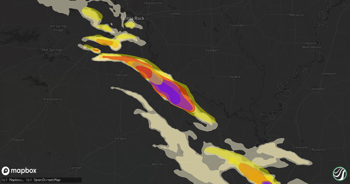 Hail map in Pine Bluff, AR on March 10, 2018