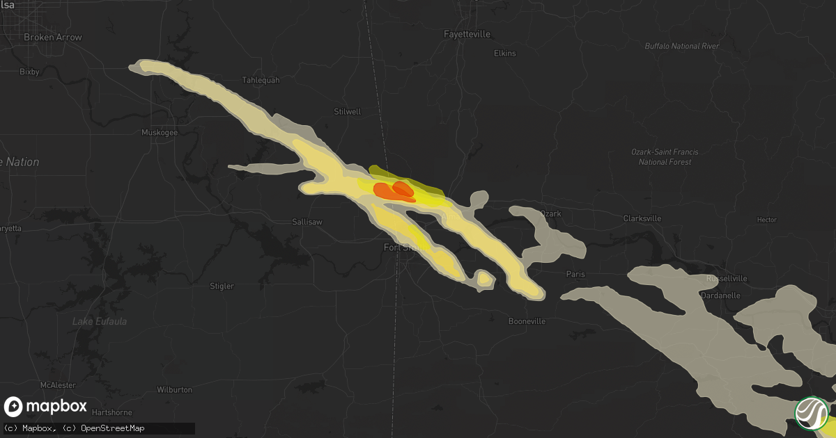 Hail map in Van Buren, AR on March 10, 2018