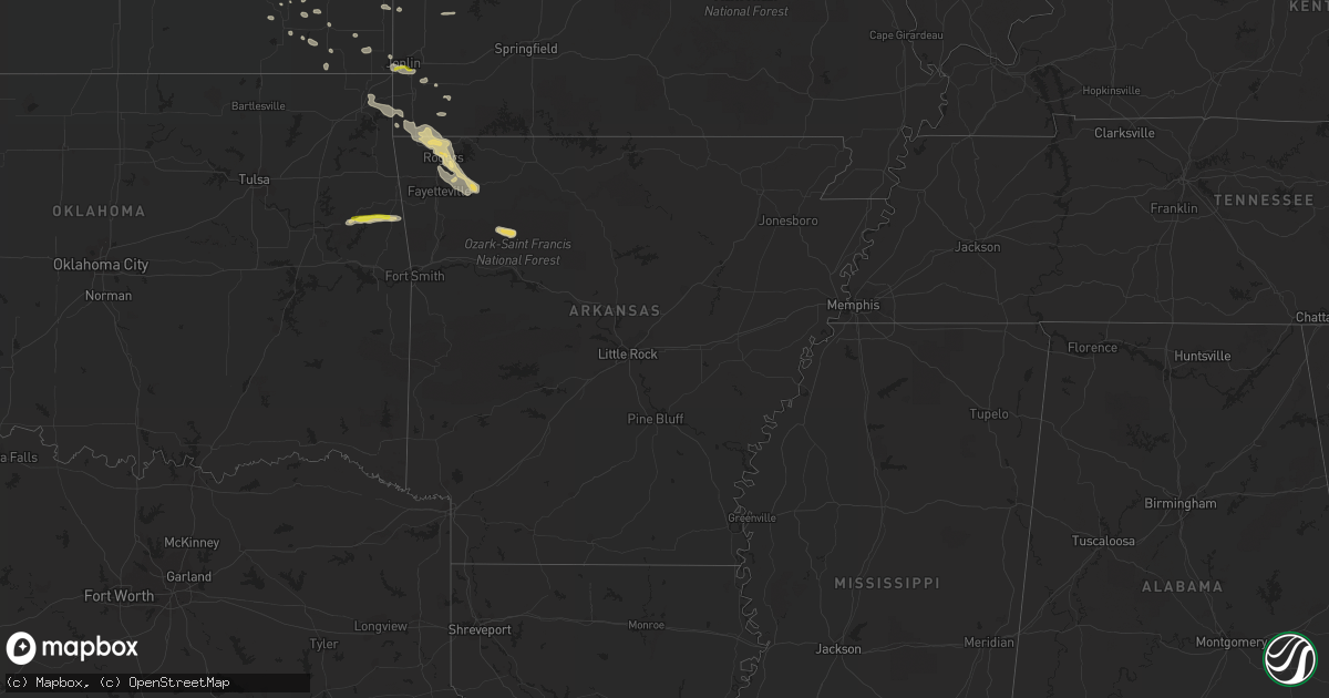 Hail map in Arkansas on March 10, 2020