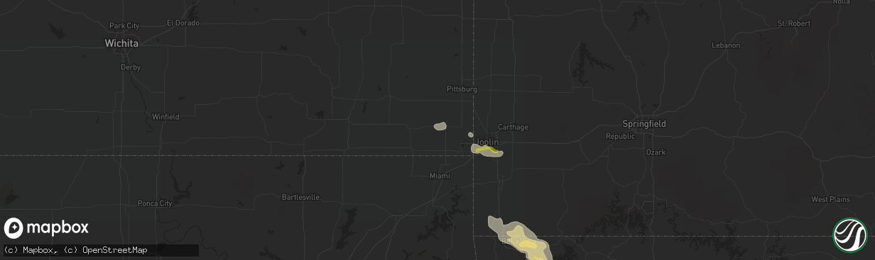 Hail map in Columbus, KS on March 10, 2020