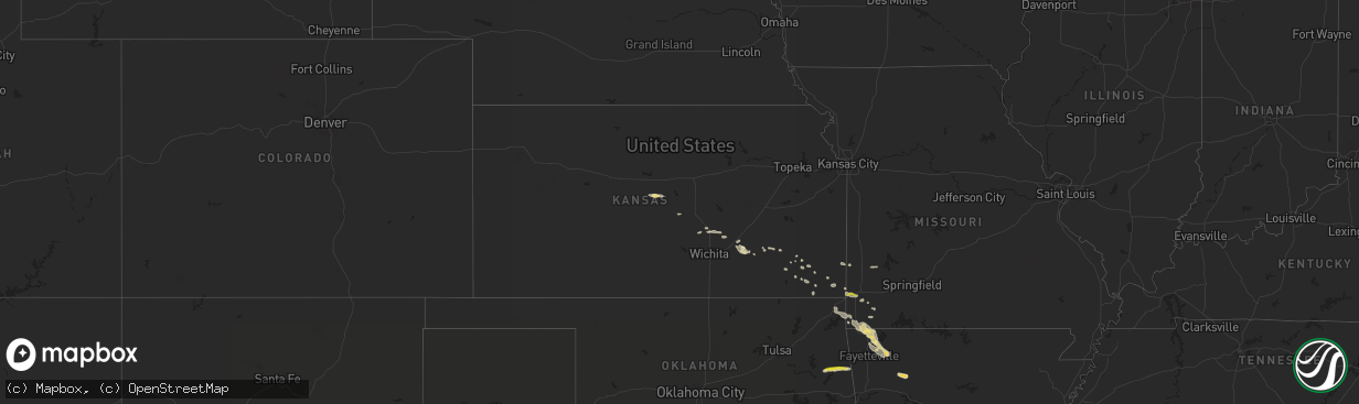 Hail map in Kansas on March 10, 2020