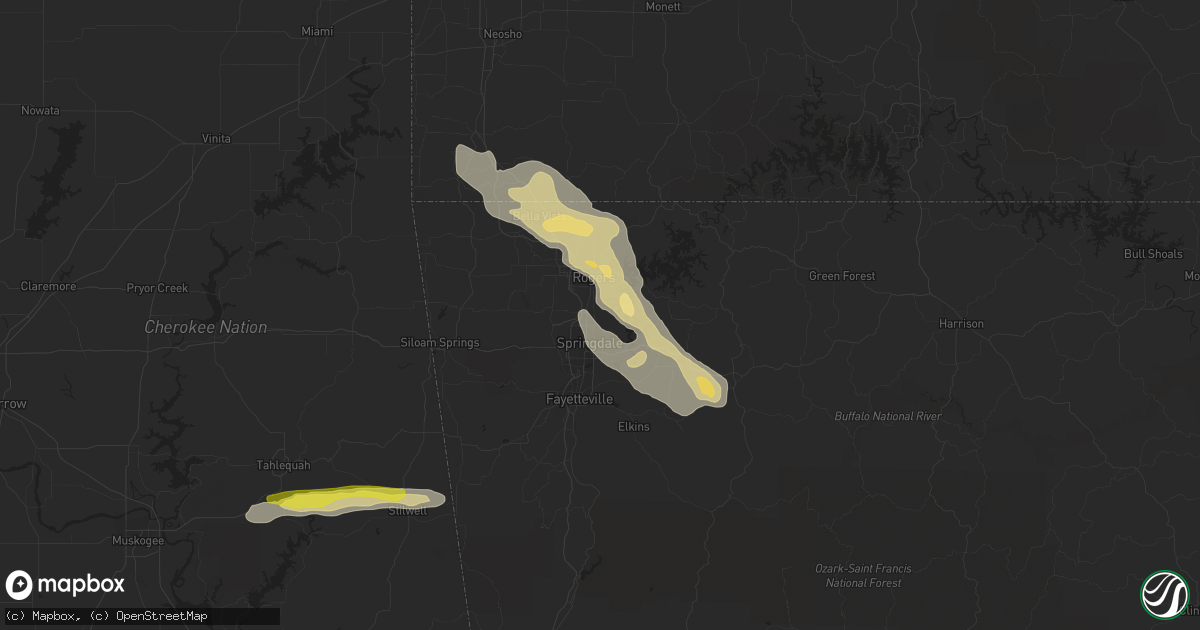 Hail map in Lowell, AR on March 10, 2020