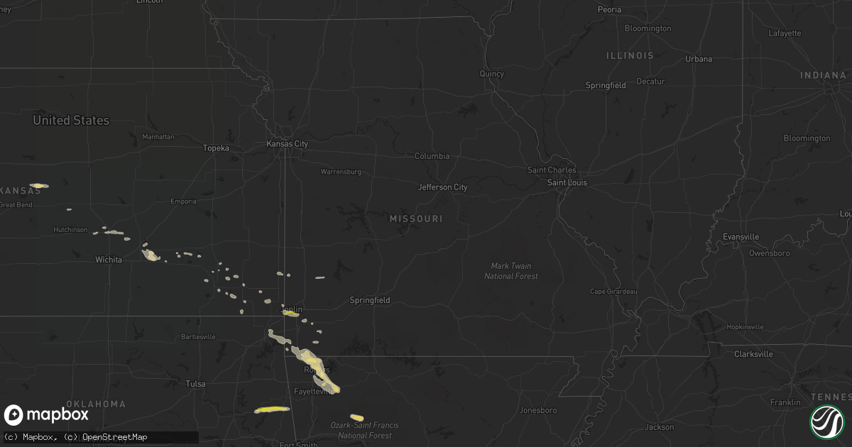 Hail map in Missouri on March 10, 2020