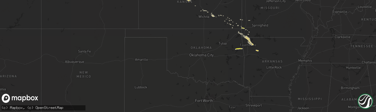 Hail map in Oklahoma on March 10, 2020