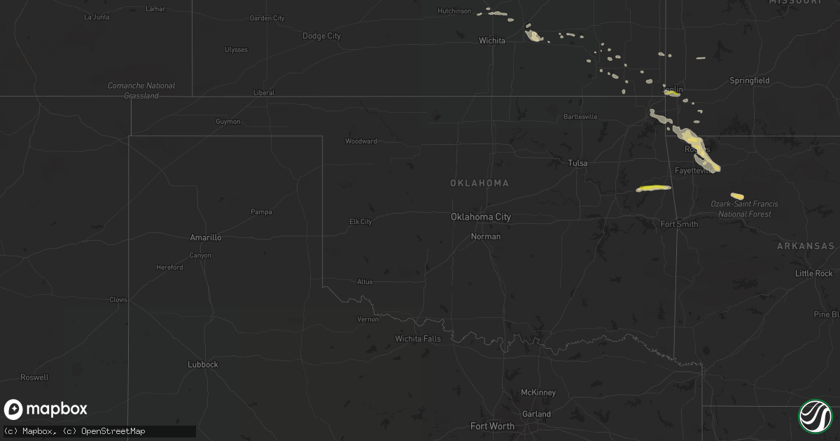 Hail map in Oklahoma on March 10, 2020