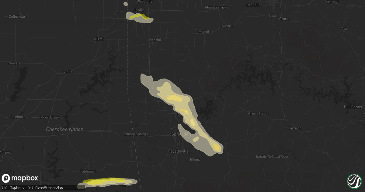 Hail map in Pea Ridge, AR on March 10, 2020