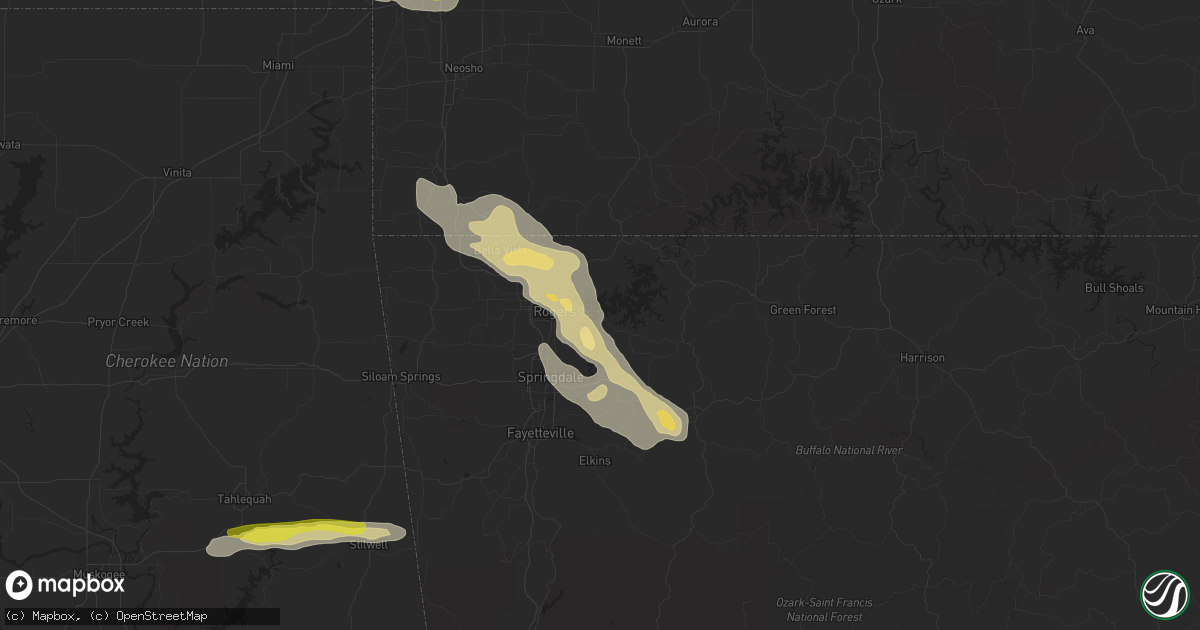 Hail map in Rogers, AR on March 10, 2020