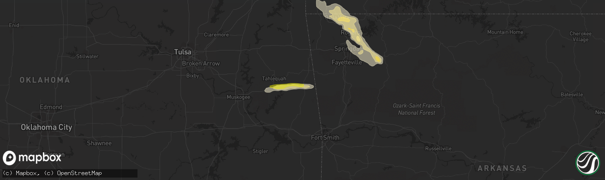 Hail map in Stilwell, OK on March 10, 2020