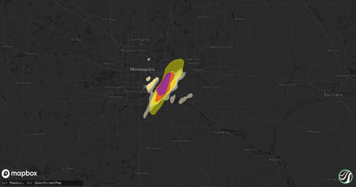 Hail map in Cottage Grove, MN on March 10, 2021