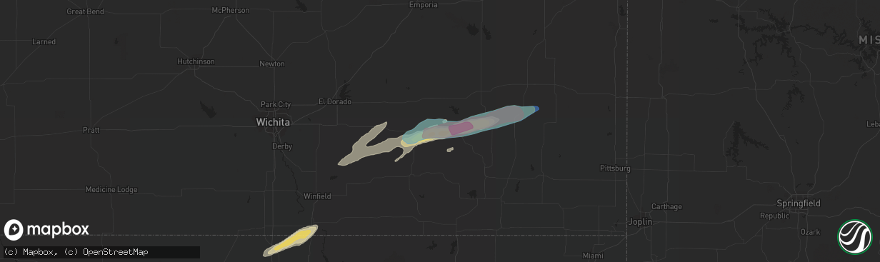 Hail map in Fall River, KS on March 10, 2021