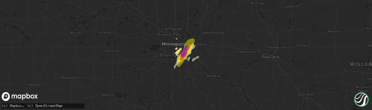 Hail map in Inver Grove Heights, MN on March 10, 2021