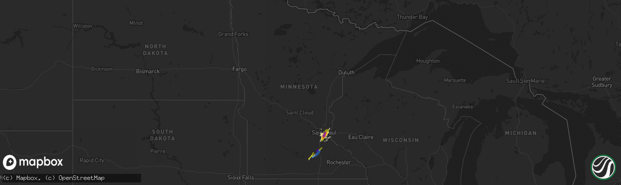 Hail map in Minnesota on March 10, 2021