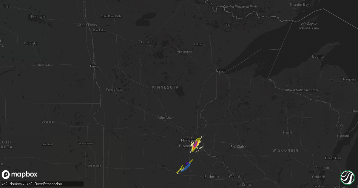 Hail map in Minnesota on March 10, 2021