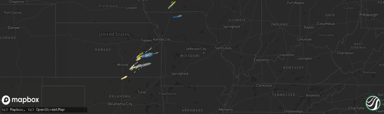 Hail map in Missouri on March 10, 2021