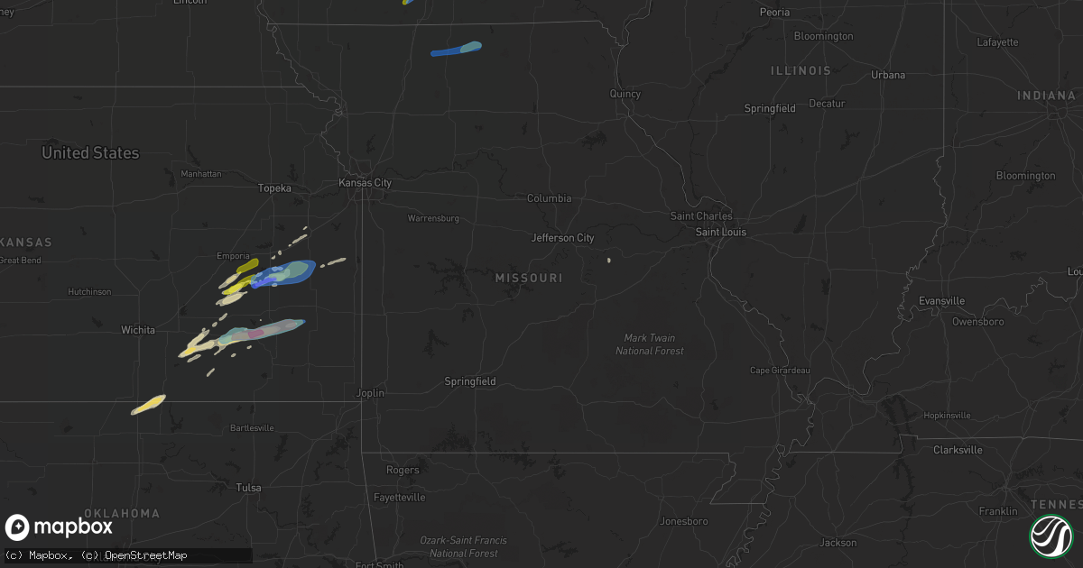 Hail map in Missouri on March 10, 2021