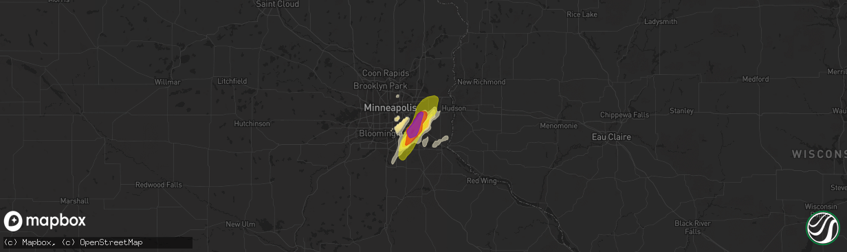 Hail map in Newport, MN on March 10, 2021