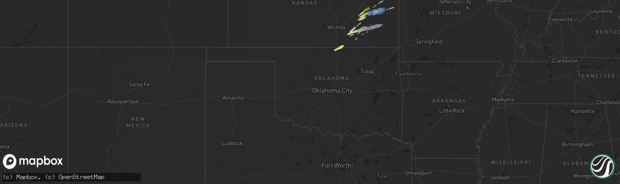 Hail map in Oklahoma on March 10, 2021