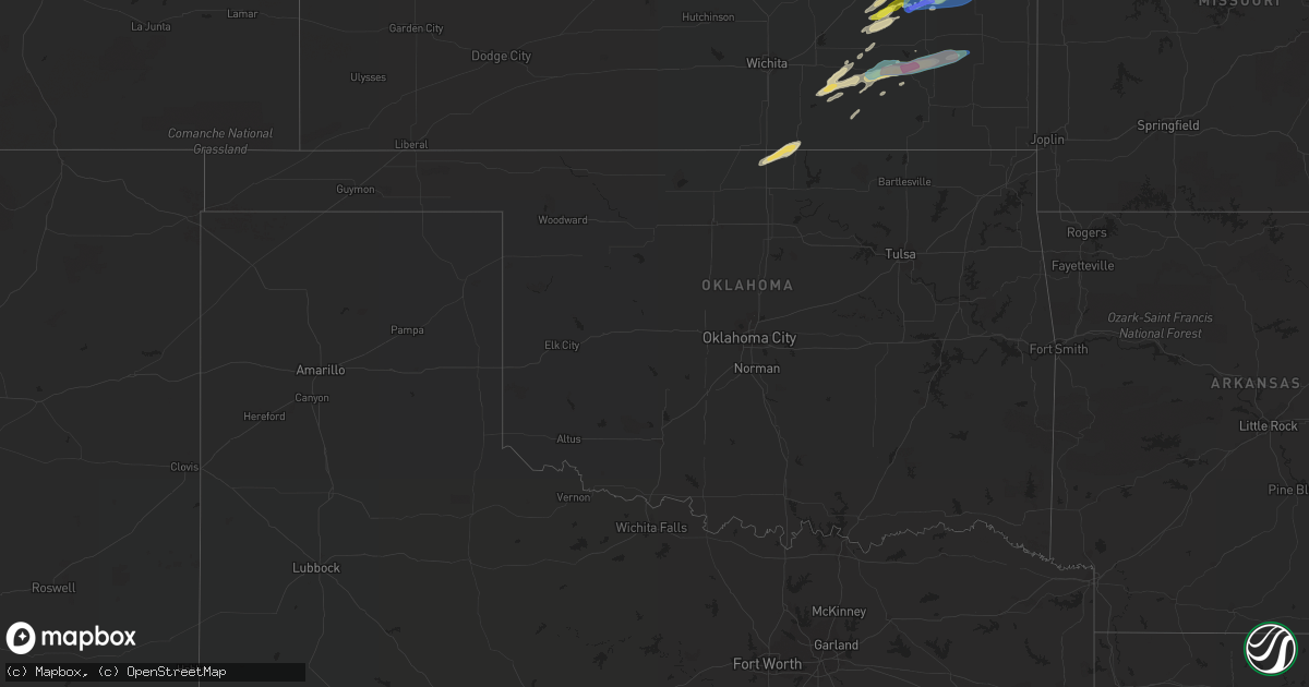 Hail map in Oklahoma on March 10, 2021