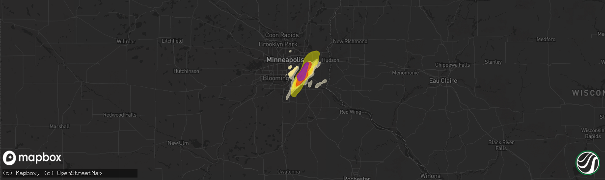 Hail map in Rosemount, MN on March 10, 2021