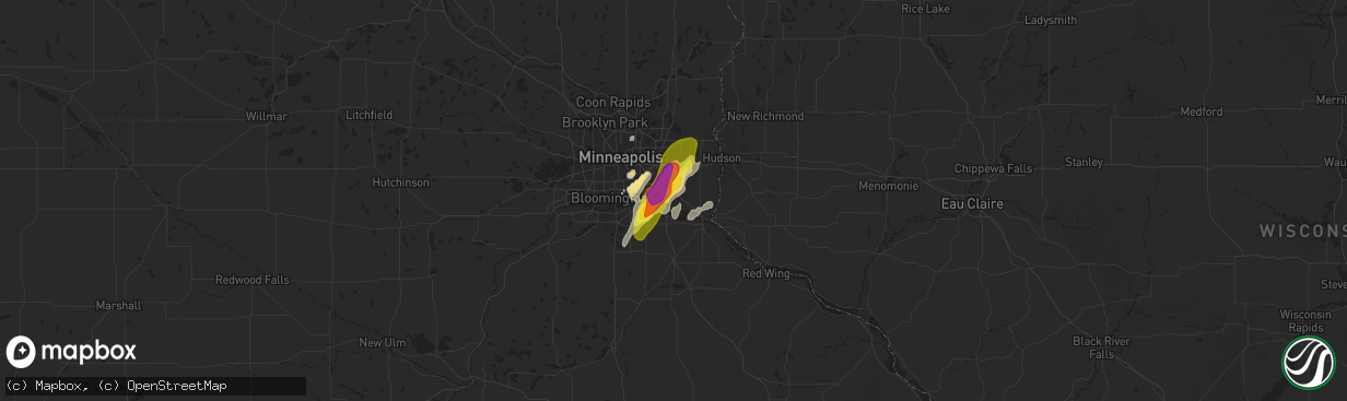 Hail map in Saint Paul Park, MN on March 10, 2021